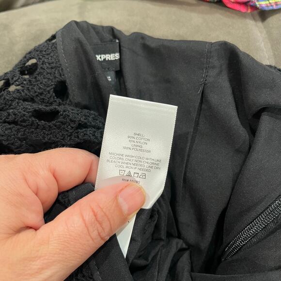 Express Crochet Midi Skirt Size 4 Black Boho Whimsygoth Sheer Overlay NWT - Picture 5 of 8